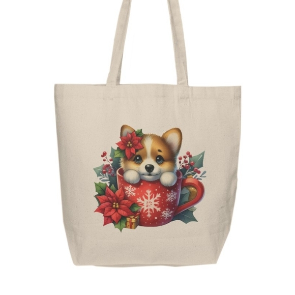 Dog In A Teacup Custom Christmas Tote Bag - Picture 2 of 3